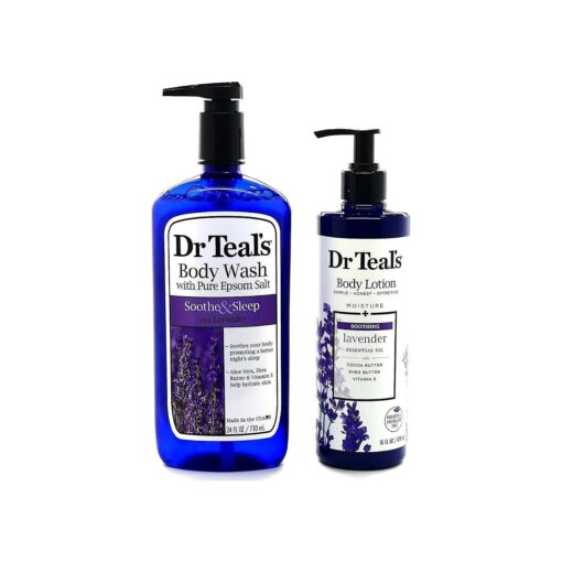 Dr Teals Lavender Body Wash w/Pure Epsom Salt - Bundle w/Dr Teals Lavender Body Lotion ! Soothing Set !