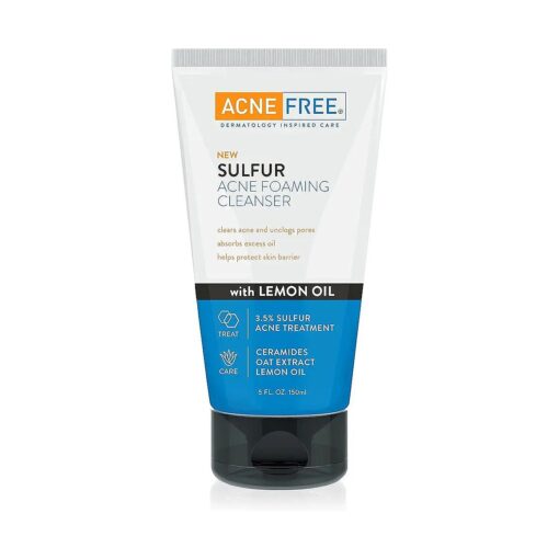 Acne Free Sulfur Acne Foaming Cleanser with Lemon Oil, and Oat Extract, 5 Ounces