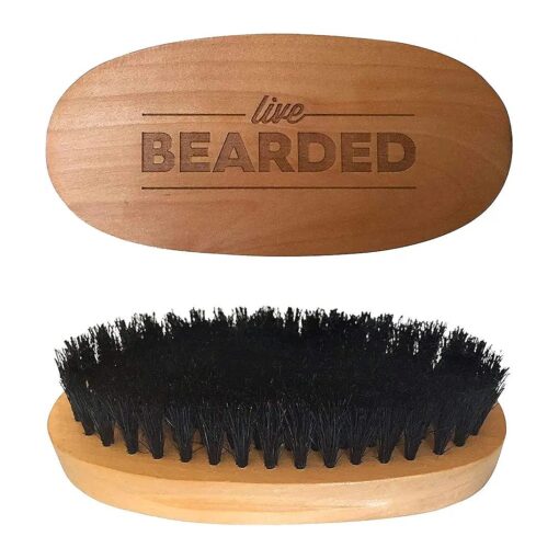 Live Bearded : Premium All-Natural Boar Bristle Beard Brush - Real Wooden Handle - Supports Beard Hair Growth, Style Control and Oil Production - Tames Big and Wild Beards - Easily Daily Grooming