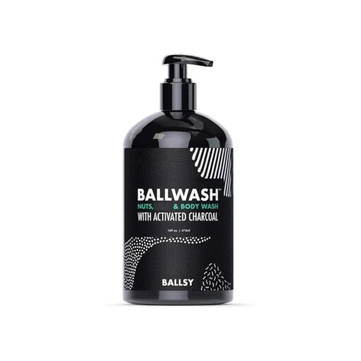 Ballsy Ballwash Charcoal Body Wash for Men - Moisturizing Men 's Bodywash with Coconut Oil - Soap for Men & Great for your Most Intimate Areas, 16 Oz with Pump