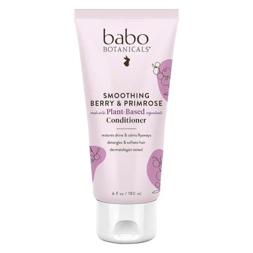 Babo Botanicals Smoothing Conditioner with Evening Primrose Oil, Coconut Oil and Provitamin B5 - For Babies, Kids and Adults with Tangly or Unruly Hair - Vegan