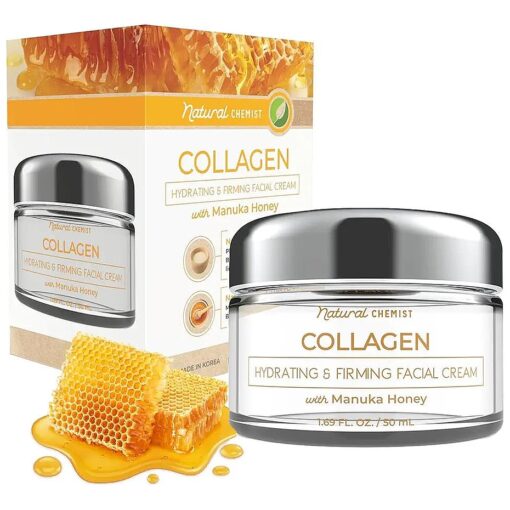 Collagen & Manuka Honey Daily Face Moisturizer - Moisturizing & Balances pH Level, Anti-aging & Firming Day Cream - Cruelty Free Korean Skin Care For All Skin Types - 1.69 Fl, oz .