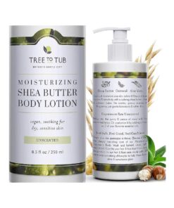 Tree to Tub Unscented Shea Butter Body Lotion for Dry Skin - Fragrance Free Lotion, Vegan Body Moisturizer, Good for Sensitive Skin for both Women & Men