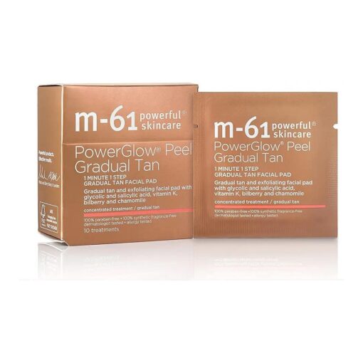 M-61 PowerGlow ( r ) Peel Gradual Tan - 10 Treatments- 1-minute, 1-step exfoliating and gradual tan glow peel with glycolic, vitamin K & chamomile