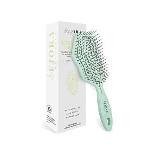 Fiora Naturals Hair Detangling Brush -100 % Bio-Friendly Detangler hair brush w/Ultra-soft Bristles- Glide Through Tangles with Ease - For Curly, Stright, Women, Men, Kids, Toddlers, Wet and Dry Hair