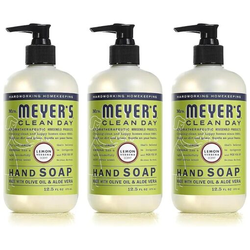 Mrs. Meyer 's Hand Soap, Made with Essential Oils, Biodegradable Formula, Lemon Verbena, 12.5 Fl, Oz ( Pack of 3 )