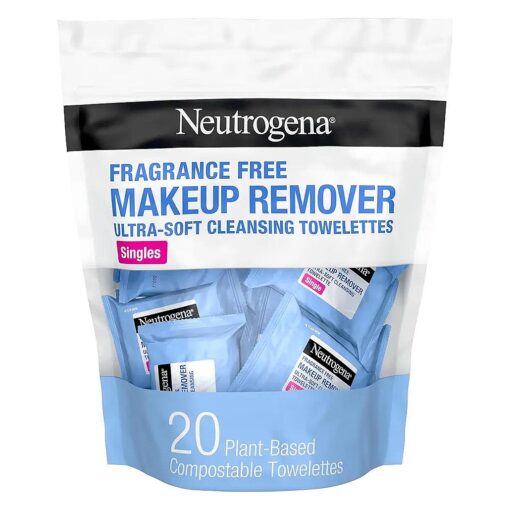 Neutrogena Fragrance-Free Makeup Remover Cleansing Towelette Singles, Individually-Wrapped Daily Face Wipes to Remove Dirt, Oil, Makeup & Waterproof Mascara for Travel & On-the-Go, 20 ct ( Pack of 6 )