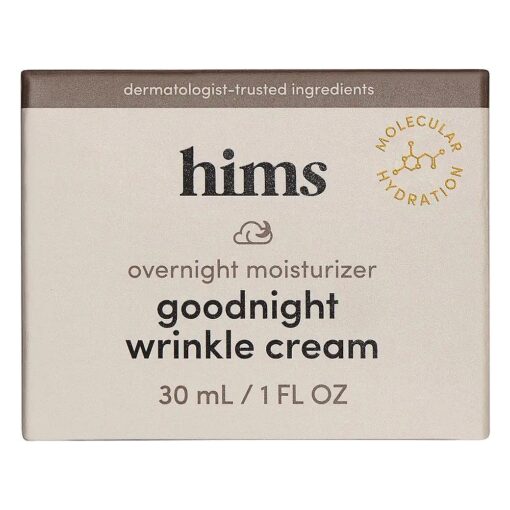 hims goodnight wrinkle cream for men - fine lines, puffiness, dark eye circles - caffeine, hyaluronic acid, night cream, almond scent - vegan, cruelty-free, no parabens - ( 1oz )