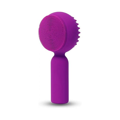 Silicone Facial Cleansing Brush 2 in 1 Silicone Facial Scrubber Manual Exfoliating Facial Brush Face Cleanser Face Exfoliator Ultrafine Bristles for Sensitive Skin Easy to Clean Lather Well ( Purple ) )