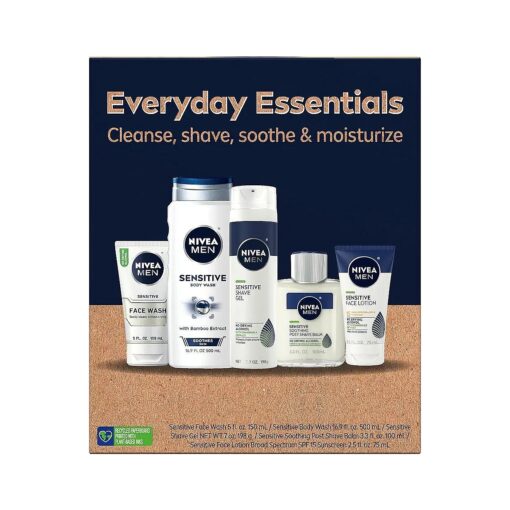 NIVEA MEN Complete Collection Skin Care Set for Sensitive Skin, 5 Piece Gift Set