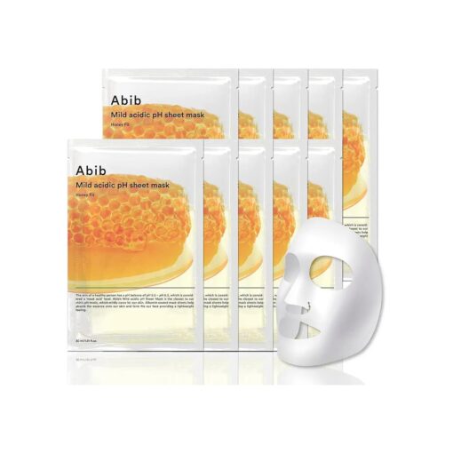 Abib Mild Acidic pH Sheet Mask Honey Fit 10 Sheets I Vitalizing Facial Mask, Propolis Glow