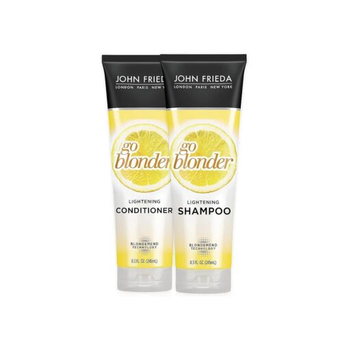 John Frieda Sheer Blonde Go Blonder Shampoo and Conditioner Set, 8.3 Ounce Gradual Lightening, In Shower Lightening Treatment, For Natural or Color-Treated Hair, with Citrus and Chamomile