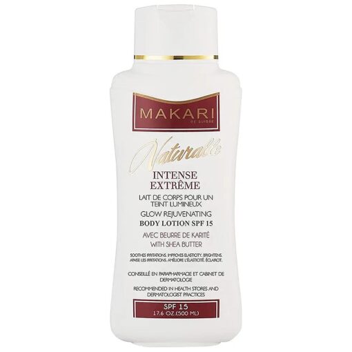 MAKARI Naturalle Intense Extreme Body Lotion SPF15 ( 17.6 oz ) | Toning Body Lotion for Dry to Normal Skin Types | Brightens Complexion and Helps Fade Marks | Soothes and Conditions with Shea Butter