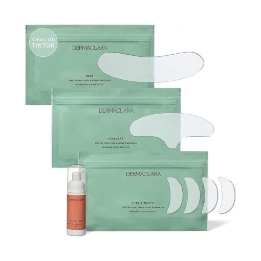 Dermaclara Silicone Fusion Anti-Wrinkle Patches - Reusable Face Treatment Kit for Fine Lines, Pregnancy Safe Skincare - Under Eye, Forehead, Neck Patches