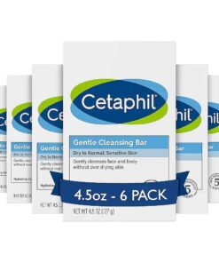 Cetaphil Gentle Cleansing Bar, 4.5 oz Bar ( Pack of 6 ), Nourishing, For Dry, Sensitive Skin, Non-Comedogenic, ( Packaging May Vary )