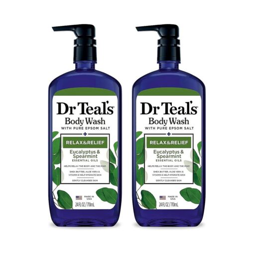 Body Wash with Pure Epsom Salt, Relax & Relief with Eucalyptus & Spearmint, 24 fl oz ( Pack of 2 ) ( Packaging May Vary )