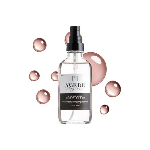 Averr Aglow - Rose Water Clarifying Hydration Dew - Prevents Acne Breakouts, Blackheads & Blemishes - Daily Skincare Moisturizing Face Mist - Balance Oily & Dry Skin - Hydrate & Soothe Redness - 4 oz