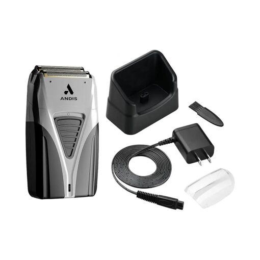 Andis TS-2 17255 Pro Foil Lithium Titanium Foil Shaver, Cord/Cordless, Smooth Shaving Cordless Shaver with Charger, Black