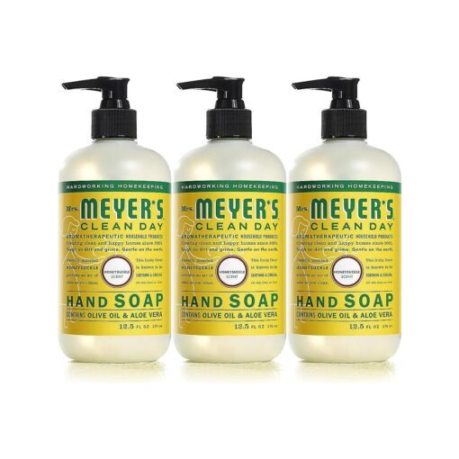 MRS. MEYER 'S CLEAN DAY Hand Soap, Made with Essential Oils, Biodegradable Formula, Honeysuckle, 12.5 fl, oz - Pack of 3