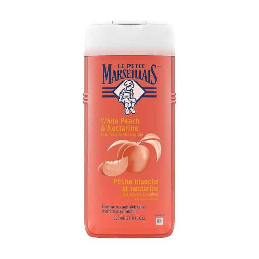 Extra Gentle Shower Gel with White Peach & Nectarine, Moisturizing & Nourishing French Body Wash pH Neutral for Skin, 21.9 fl, oz