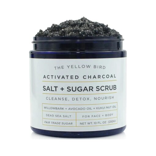 Natural Activated Charcoal Body & Face Scrub, Exfoliating Dead Sea Salt & Sugar Scrub, Deep Cleansing Pore Minimizer, Anti Cellulite, Acne, Blackhead, Scars, Wrinkle Treatment .