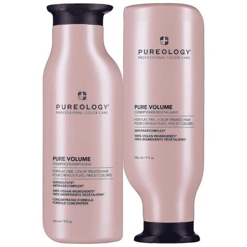 Pureology Pure Volume Volumizing Shampoo and Conditioner Set | For Flat, Color-Treated Hair | Sulfate-Free | Vegan | Paraben-Free