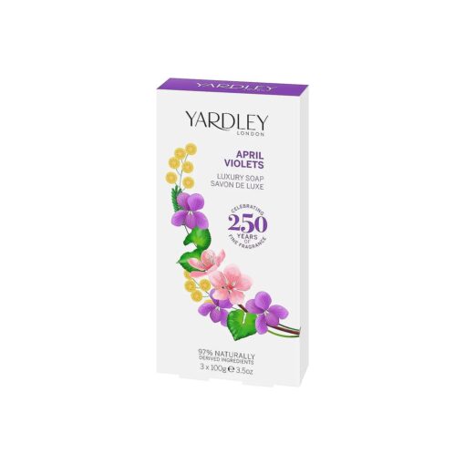 Yardley April Violets Luxury Bar Soap Set for Women, 3 Count