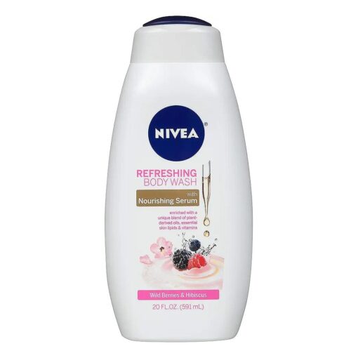 NIVEA Wild Berries and Hibiscus Refreshing Body Wash with Nourishing Serum, 20 Fl Oz Bottle