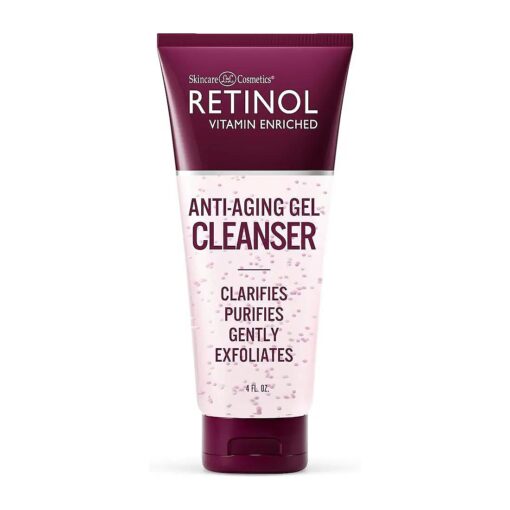 Retinol Anti-Aging Gel Cleanser - Gently Cleans Impurities From Pores & Exfoliates for Soft, Smooth Skin - Antioxidant-Rich Micro-Beads w/ Vitamin A & E Maximize Renewing Benefits Of Retinol