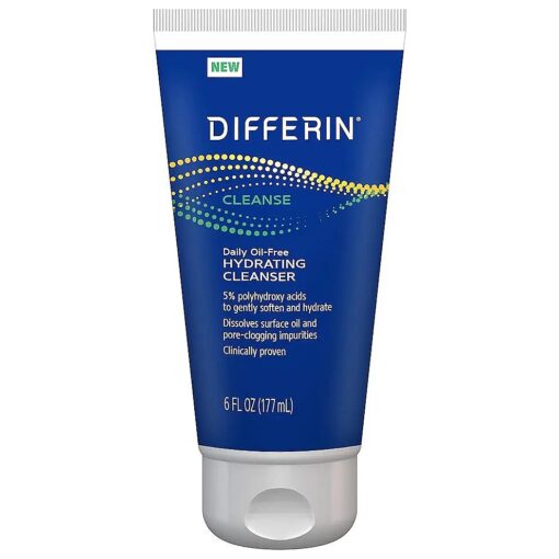 Differin Facial Cleanser, Daily Oil Free Hydrating Face Wash by the makers of Differin Gel, Gentle Skin Care for Acne Prone Skin, PHAs, 6 Oz .