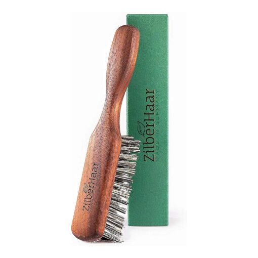 ZilberHaar Vegan Beard Brush - Stiff Bristles - Oiled Walnut and Mexican Tampico bristles - Animal-Free Beard Grooming Product - Made in Germany