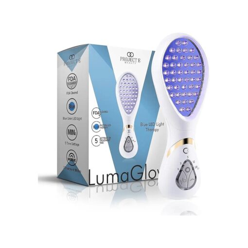 LumaGlow Blue LED Light Therapy by Project E Beauty | Anti Acne | Pimple & Blemish Solution | Skincare Routine for Oily Skin | Handheld Device for Spa & Home Use ( Blue Light )