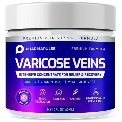 Pharmapulse Varicose & Spider Veins Soothing Leg Cream - Relaxing Leg Cream Formula - Fast-Acting Relief Cream - Expertly Crafted for Optimal Comfort 2oz