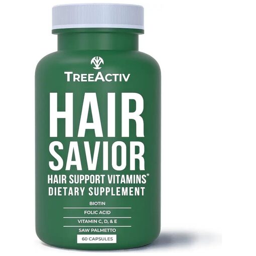 TreeActiv Hair Savior, Hair Vitamins for Faster Hair Growth, Hair Growth Supplement with Biotin, Vitamins for Hair Growth Women and Men, Hair Growth Vitamins and Collagen Supplements, 60 Capsules