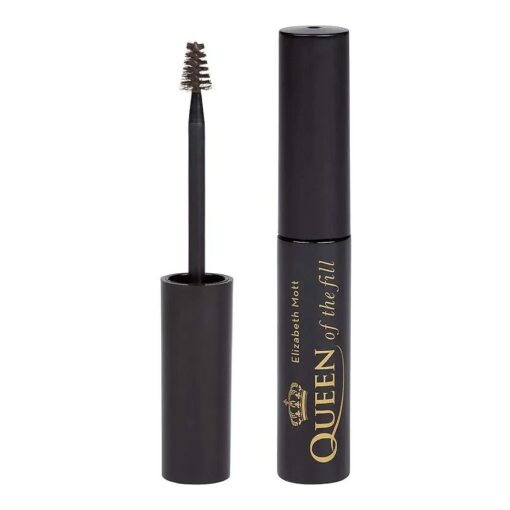 Elizabeth Mott Eyebrow Gel Makeup - Queen of the Fill Brow Tint and Filler - Brush to Fill in Eyebrows and Cover Gray Hairs, Water resistant, Long Lasting - Cruelty Free, Dark Medium Brown, 4g