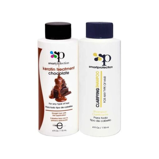 Chocolate Medium Strength Keratin Treatment with Clarifying Shampoo 4oz by Smart Protection