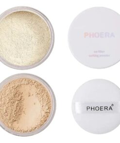 2 Pcs PHOERA Setting Powder, Control Oil Brighten Skin Color Cover Blemish Face Setting Loose Powder, ( 01 # Translucent & 02 # Cool Beige )