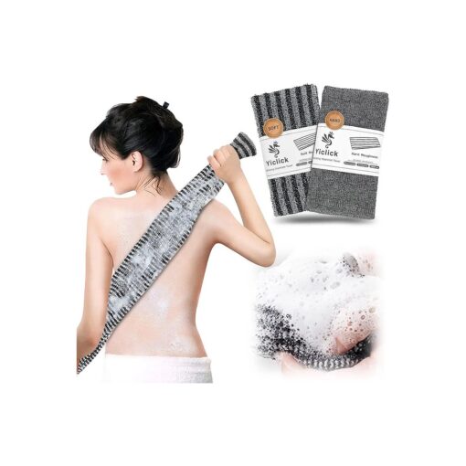 Yiclick 2 Pack Exfoliating Washcloth Towel - Body Scrubber Exfoliator, Loofah Sponge, Korean & Japanse & African Net Sponge Rag - Back Scrubber Washer for Use in Shower Bath