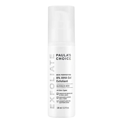 Paula 's Choice SKIN PERFECTING 8 % AHA Gel Exfoliant with Glycolic Acid Chamomile & Green Tea, 3.3 Ounce Pump Leave-On Gentle Exfoliator