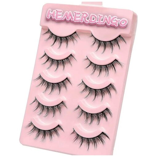 Wispy Spiky Manga Lashes,15mm 3D Anime Cosplay False Eyelashes for Natural Look Reusable 5 Pairs, Perfect for Japanese Anime Fans, Get Stunning Eyes .