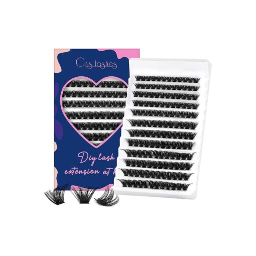 Lash Clusters 144 Pcs, Crislashes Cluster Lashes D Curl 10-16mm Mixed Fluffy Eyelash Clusters Wispy Manga Lashes Look Reusable at Home Lash Extension ( Fluffy, D curl 10-16mm )