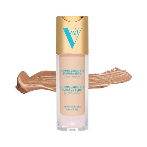 Veil Cosmetics Complexion Fix Liquid Foundation - Buildable Coverage - Water-Resistant, Hypoallergenic, Oil-Free, Cruelty-Free & Vegan - Lightweight & Brightening - Long Lasting ( 2N Light Neutral )