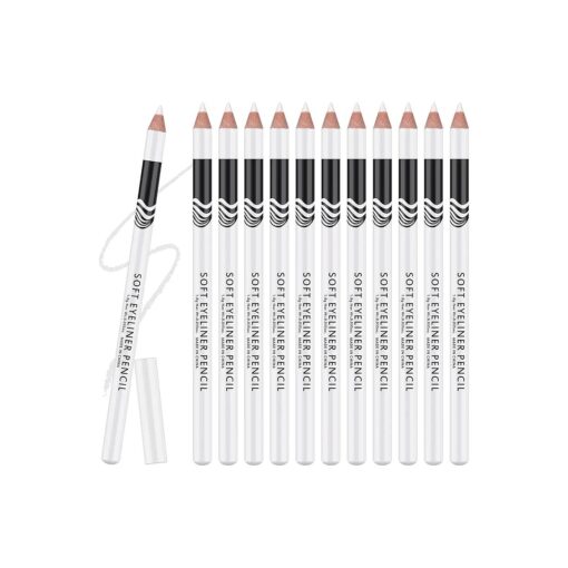 Ownest 12 Packs Professional Highlighter Eye Liner Pen, Soft Strokes Easy to Color Eyeshadow Pencil, Waterproof, Long lasting, White Eyeliner Pencil Makeup