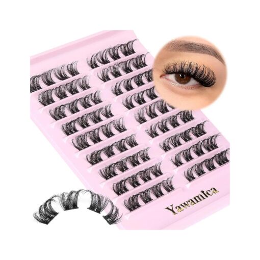 Eyelash Extension DIY Lash Clusters Wispy Individual Lashes 8-15mm Eyelash Clusters D Curl Lash Extension 72pcs DIY Cluster Eyelashes at Home by Yawamica