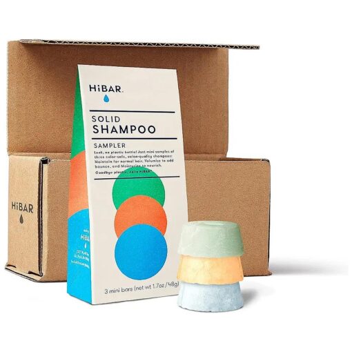 HiBAR Shampoo Sample Set : Bar Shampoo for Hair Trial Kit, Three Different pH Balanced, Salon-Quality Shampoo Bars, Ideal for New Users of Solid Hair Care, Vegan, 100 % Plastic-Free