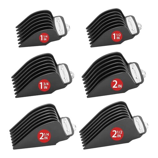 Yinke for Wahl Clipper Guards Set 10 12 14 16 18 20, Extra Long Hair Clipper Guards with Metal Clip, 6 Cutting Lengths 1.25/1.5/1.75/2/2.25/2.5 inch, Fits Most Cordless/Cord Wahl Clippers ( Black )