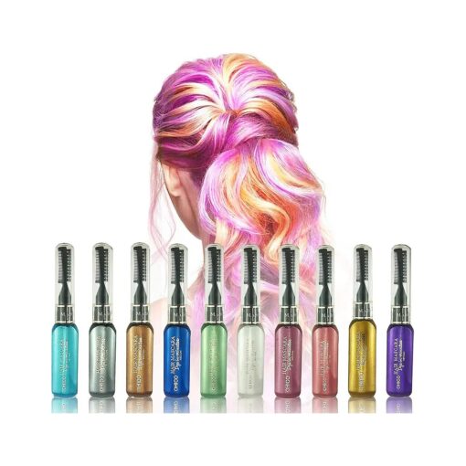 Adofect 10 Colors Temporary Hair Mascara Instantly Hair Color Dye Great Gift for Girls, Women, Temporary Hair Color Chalk