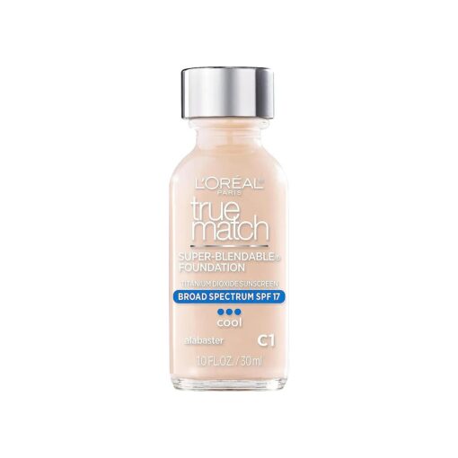 L'Oreal Paris Makeup True Match Super-Blendable Liquid Foundation, Alabaster C1, 1 Fl Oz,1 Count