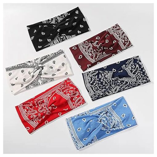 Artilady 6 Pack Wide Boho Headbands for Women - Soft Yoga Elastic Hair Bands for Girls Workout Running Sport Headwrap Non-slip Breathable ( Leaf Pattern )