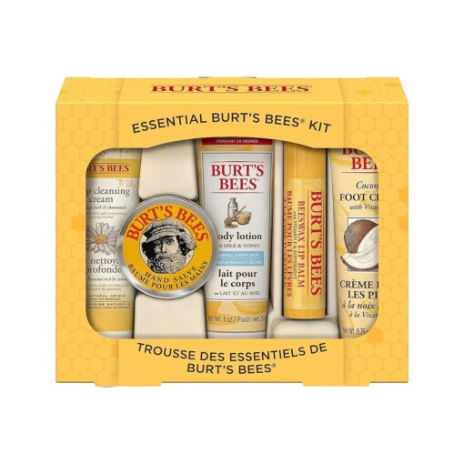 Burt 's Bees Teacher Appreciation & Graduation Gifts Ideas - Essential Everyday Beauty Set, 5 Travel Size Products - Deep Cleansing Cream, Hand Salve, Body Lotion, Foot Cream and Lip Balm